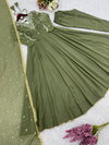 JF 014 Pure Faux Georgette Embroidery Work Gown With Dupatta Suplliers In India